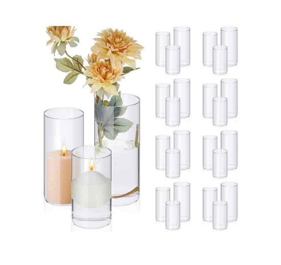 12 Pcs Glass Cylinder Vases for Centerpieces Clear Glass Vase Multi Use Glass Cylinder Floating