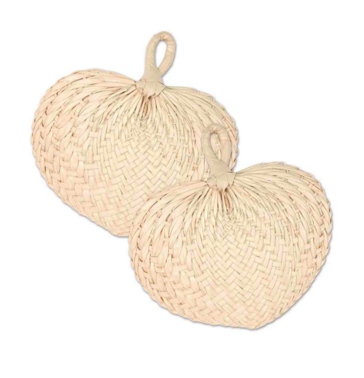 Natural Raffia Tropical Hand Fans