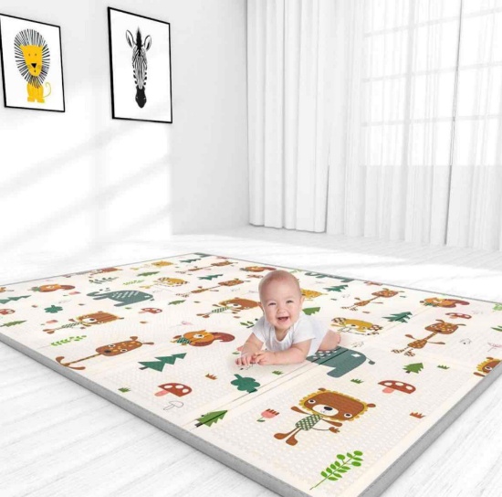 YOOVEE Foldable Baby Play Mat for Crawling, Extra Large Play Mat for Baby