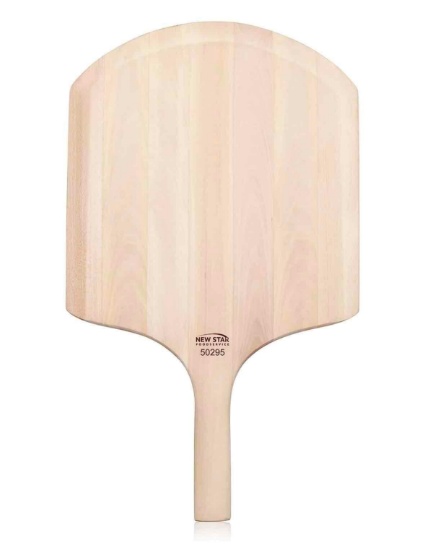 New Star Foodservice 50295 Restaurant-Grade Wooden Pizza Peel, 16" L x 14" W Plate, with 10" L