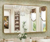 TokeShimi Gold Bathroom Mirror for Wall 48 x 30