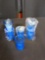 6 Blue Plastic Shot Cups