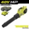 RYOBI 40V HP Whisper Series 190 MPH 730 CFM Jet Fan Leaf Blower w (2) 4.0 Ah Batteries & Charger