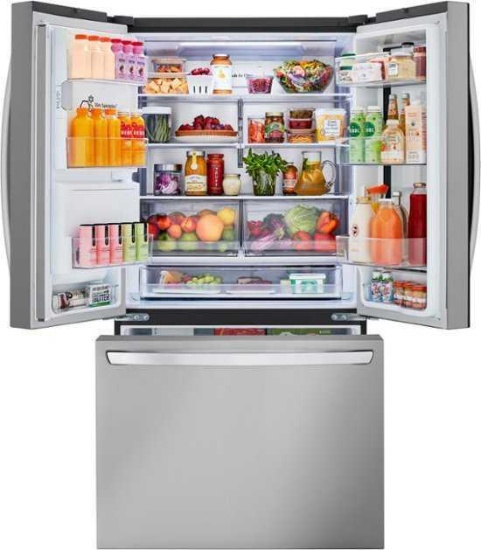 LG - 25.5 Cu. Ft. French Door Counter-Depth Smart Refrigerator with InstaView - Stainless steel