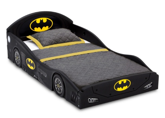 Batman Batmobile Car Sleep and Play Toddler Bed with Attached Guardrails by Delta Children
