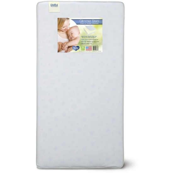Delta Children Glimmer Stars 5.5 Dual Sided Crib & Toddler Mattress, #M51110-3235-NO