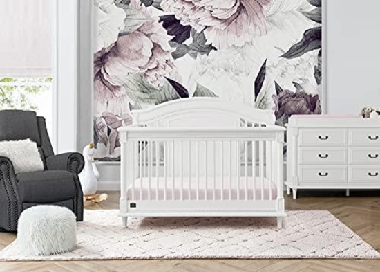 Simmons Kids Juliette 6-in-1 Convertible Crib with Toddler Rail, Bianca White, #W437150-130