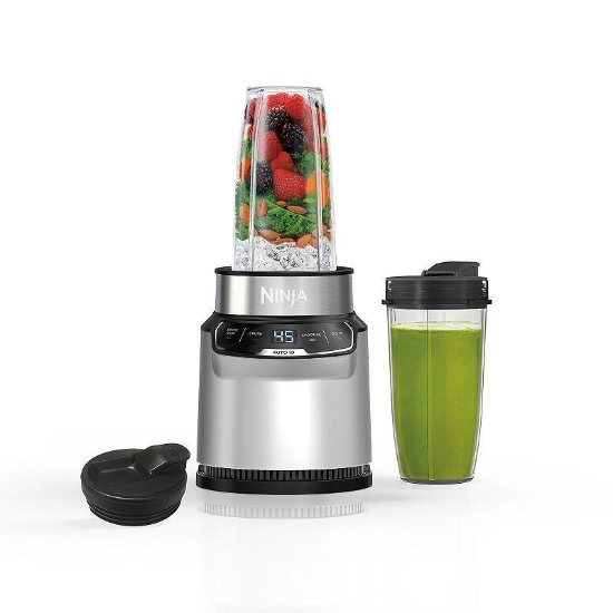 NINJA Nutri Blender Pro Silver 24 Oz. with 2 Speed Auto IQ, 1100 Peak Watt, Personal Blender (BN401)