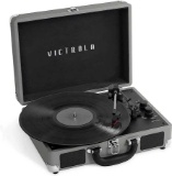 Victrola Journey Plus Bluetooth Suitcase Record Player, Light Grey, #VSC-400SB-NWG-SDF