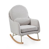 Delta Children Ella Rocker w/ LiveSmart Evolve Fabric, Limestone/Melted Bronze Natural Rocker Base