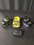 Ryobi 18V battery charger w/ 2 18v batteries