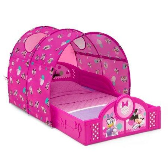 Delta Children Disney Minnie Mouse Sleep & Play Toddler Bed with Canopy