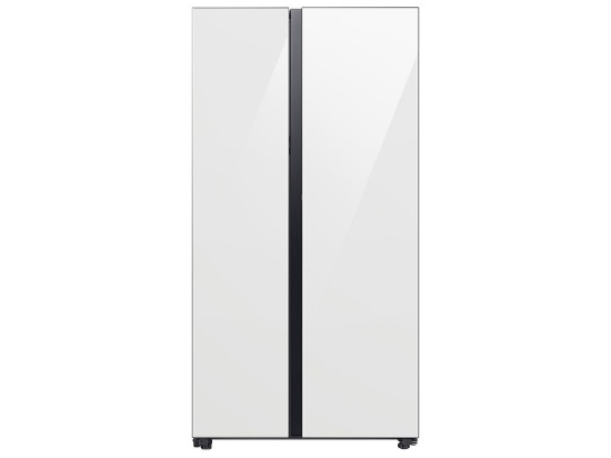 Samsung Bespoke 36" Wide 28 Cu.Ft. Refrigerator with Beverage Center, White Shatter Style Glass