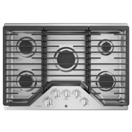 GE Profile Profile 30" Gas Cooktop in Stainless Steel with 5 Burners Incl Power Boil Burners, Silver