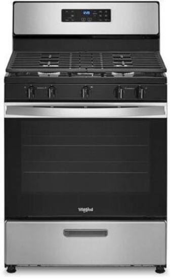 Whirlpool 30" 5-Burner Freestanding Gas Range in Stainless Steel, Silver