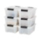 Plastic Storage Container Bin with Secure Lid and Latching Buckles, 6 pack - Pearl, Durable