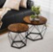 VZOTTK Round Set of 2 Coffee Table with Metal Frame