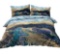 BlessLiving Watercolor Marble Duvet Cover King Navy Blue