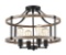 Wood Grain Finish 4-Light Semi Flush Mount Chandelier Vintage Style