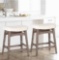 MAISON ARTS Counter Height Bar Stools Set of 2 for Kitchen Counter Solid Wood Legs with Fabric
