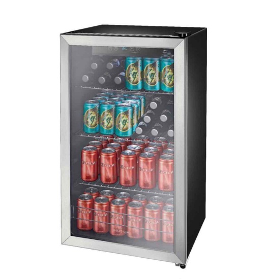 Insignia - 115-Can Beverage Cooler - Stainless Steel