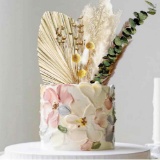Lekhoo Boho Pampas Cake Topper Decorations Vintage Dried Palm Leaves Cake Decor Kit Dried Pampas