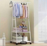 Organize Your Home with this Multi-Layer Freestanding Coat Rack with Wheels and Shelf!