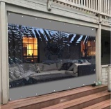 Outdoor Curtain with Clear Tarp Panel