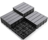 PANDAHOME 22 PCS Wood 12? X 12? Plastic Composite Patio Deck Tiles