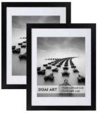 DOAI ART 12x16 Frame Black 2 Pack with Mat - Wall Mounting Hardware Included