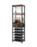 Homeiju Wine Rack Freestanding Floor, Bar Cabinets for Liquor and Glasses, 4-Tier bar cabinet with