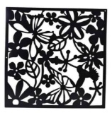 Hanging Room Divider Black Hollow Bird Flower