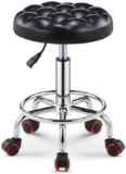 Round Rolling Stool PU Leather Swivel Drafting Stools