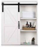 Rustory Rustic Wooden Wall Mounted Storage Cabinet with Sliding Barn Door
