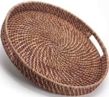 Round Rattan Woven Serving Tray
