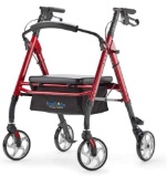 Adjustable Rollator Walker with Padded Seat (Red)