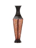 Hosley's Decorative Red Black Embossed Metal Tall Floor Vase 23.5 Inch High. Ideal Gift for Weddings