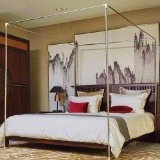Mengersi Canopy Bed Frame Post Queen Size Stainless Steel Canopy Frame Poles Four Corner Bracket Fit