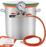 Poofzy 5 Gallon Tempered Glass Lid Stainless Steel Vacuum Chamber Kit for Degassing Silicones