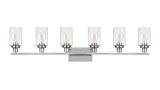 Chrome Finished 6-Light with Clear Glass Vintage Bathroom Light