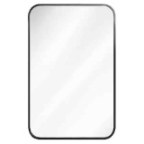 24 in. W x 32 in. H Matte Black Metal Framed Rounded Corner Rectangular Wall Mirror
