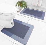 2Pcs Ultra Soft Napa Skin Bath Mat and U-Shaped Toilet Rug