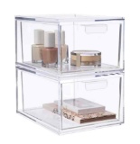 STORi Audrey Stackable Clear Bin Plastic Organizer Drawers