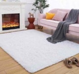 Maxsoft Fluffy Shag Bedroom Rug, 5x8 Feet White