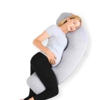 Momcozy Pregnancy Pillows for Side Sleeping, J Shaped Maternity Body Pillow for Pregnancy
