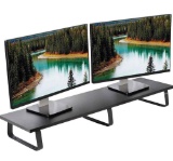 VIVO 39 inch Extra Long Monitor Stand, Wood & Steel Desktop Riser, Dual Screen, TV, Keyboard,