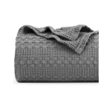PHF 100% Cotton Waffle Weave Blanket Queen Size - Washed Soft Lightweight Blanket for All Season -