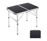 Table Aluminum Lightweight Small Picnic Table Ajustable Height Portable Table with Carry Handle for