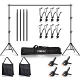 MsMk Photo Video Studio Backdrop Stand with 8 Spring & 4 Clips, 6.5ft x 10ft