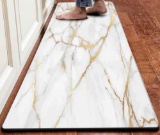 Mrcrypos Marble PVC Leather Kitchen Rug Runner Waterproof 46 1/2 x 17 1/2